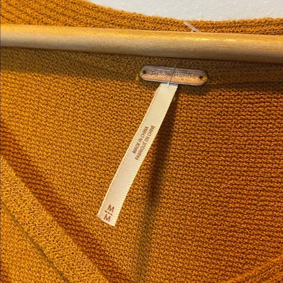 Free People Criss Cross Tunic Sweater Women’s Medium Ginger Root Linen Blend Top - Picture 8 of 15